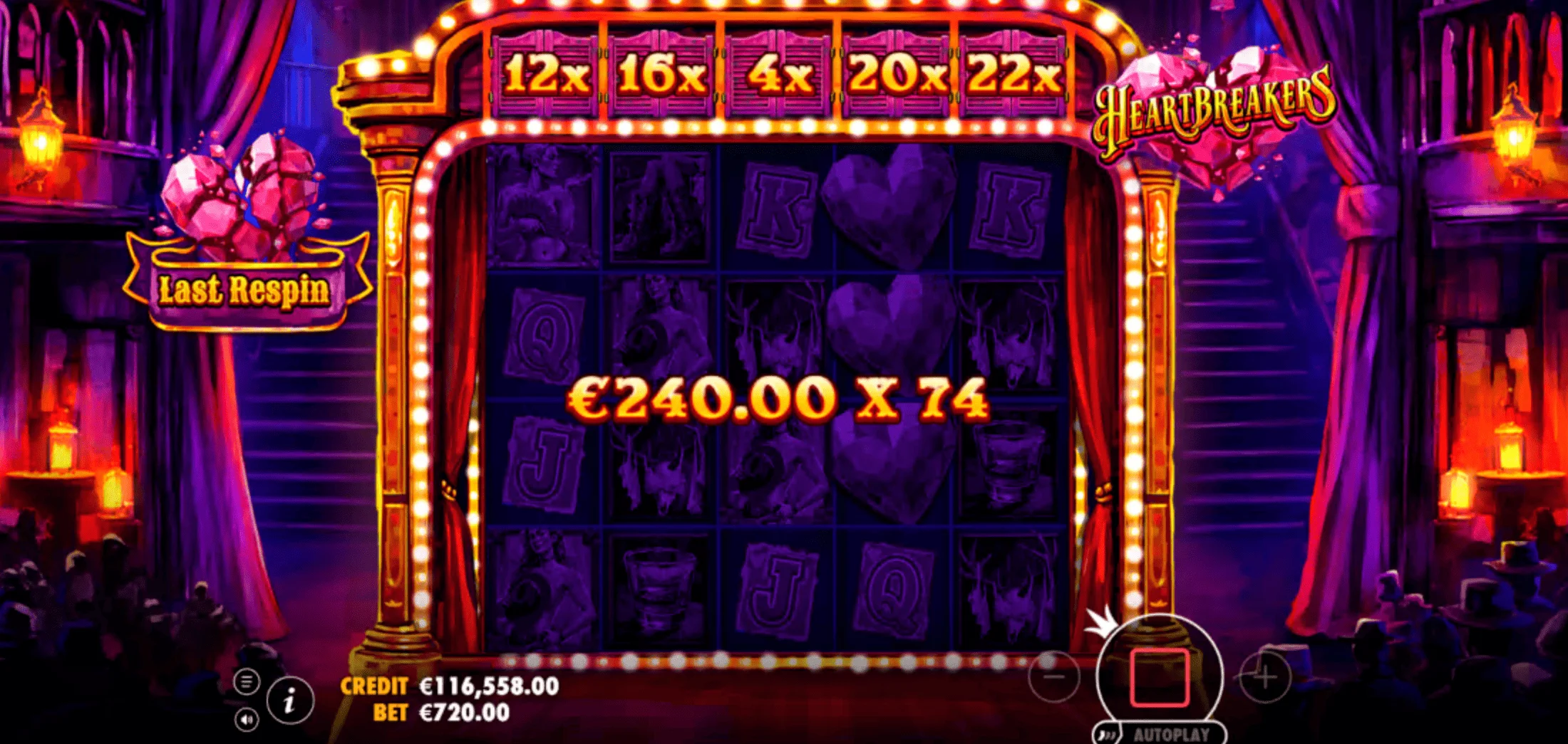 Heartbreakers - menu voor het kopen van de Standard Respin en Super Respin bonus
